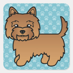 Red Cairn Terrier Cartoon Dog Illustration Blau Quadratischer Aufkleber