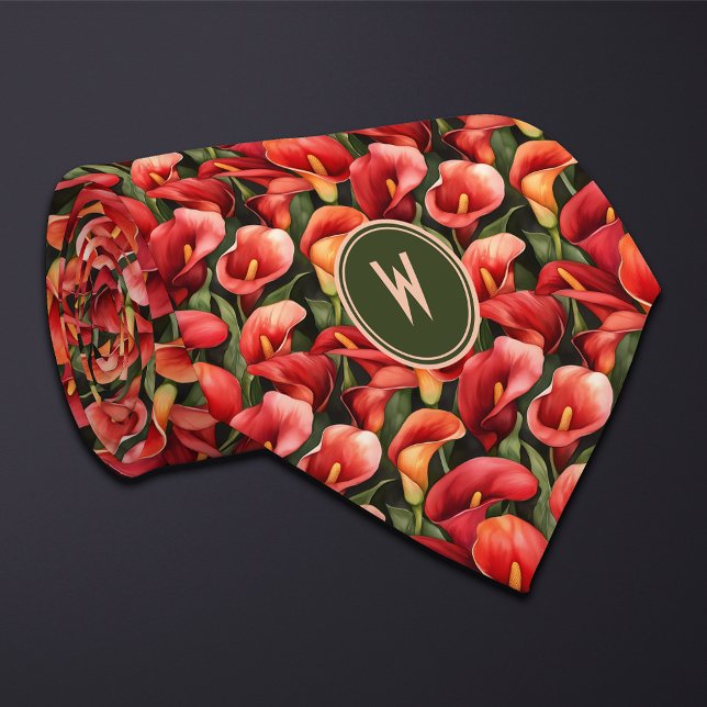 Red Calla Lilien Floral Neck Tie Krawatte (Von Creator hochgeladen)