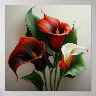 Red Calla Lilies Lily Art Imprimer Poster