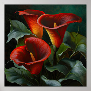 Red Calles Lilies Lily Blume Art Pseudonym Poster