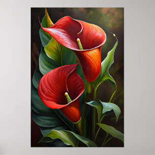 Red Calles Lilies Lily Blume Art Pseudonym Poster