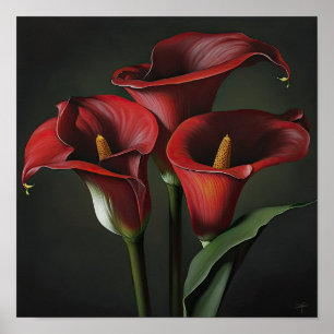Red Calles Lilies Lily Blume Art Pseudonym Poster