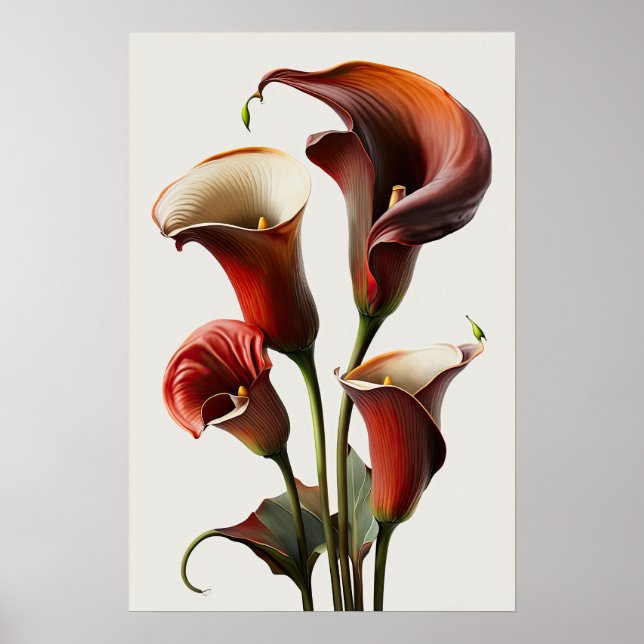Red Calles Lilies Lily Blume Art Pseudonym Poster (Vorne)