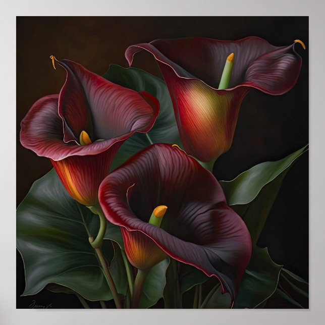 Red Calles Lilies Lily Blume Art Pseudonym Poster (Vorne)