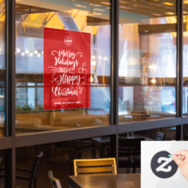 Red Calligraphic Frohe Weihnachten hinzufügen Ihr  Fensteraufkleber