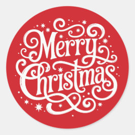Red Calligraphy Merry Christmas Envelope Seal Runder Aufkleber