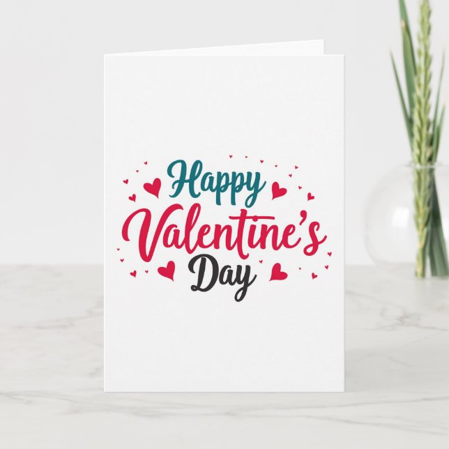 Red Calligraphy Valentines Day Card Karte (Vorderseite)