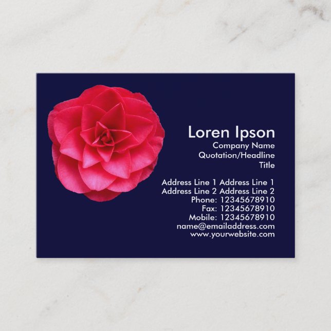Red Camelia - Navy Blue Visitenkarte (Vorderseite)
