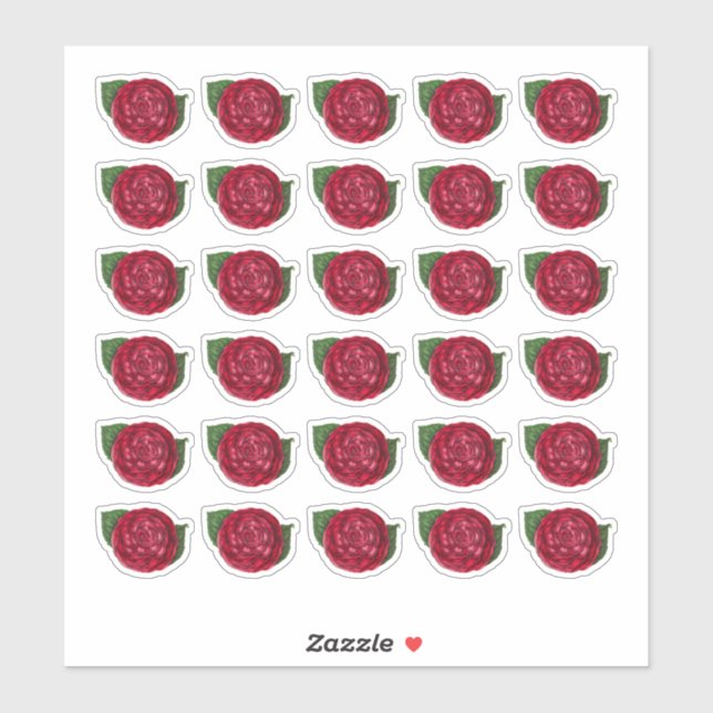 Red Camellia Aufkleber (Blatt)