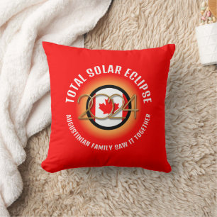 Red CANADA Flag 2024 INSGESAMT SOLAR ECLIPSE Souve Kissen