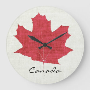 red Canadian maple leaf clock Große Wanduhr