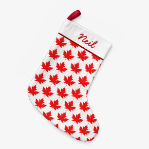 Red Canadian Maple Leaf Muster Custom Canada Kleiner Weihnachtsstrumpf