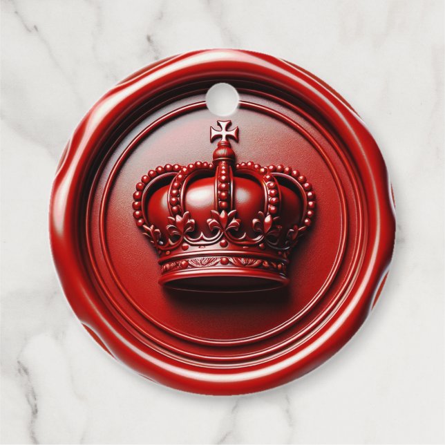Red Candle Wax Tropfen Siegel Royal Crown Wedding Geschenkanhänger (Vorderseite)