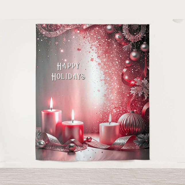 Red Candles Decorative Holiday Backdrop Wandteppich (Vorderseite)