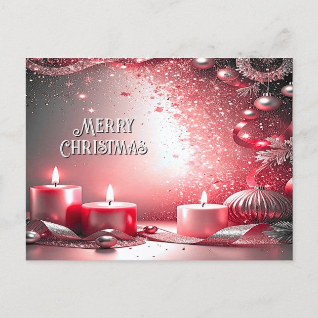 Red Candles Decorative Holiday Postcard Postkarte (Vorderseite)
