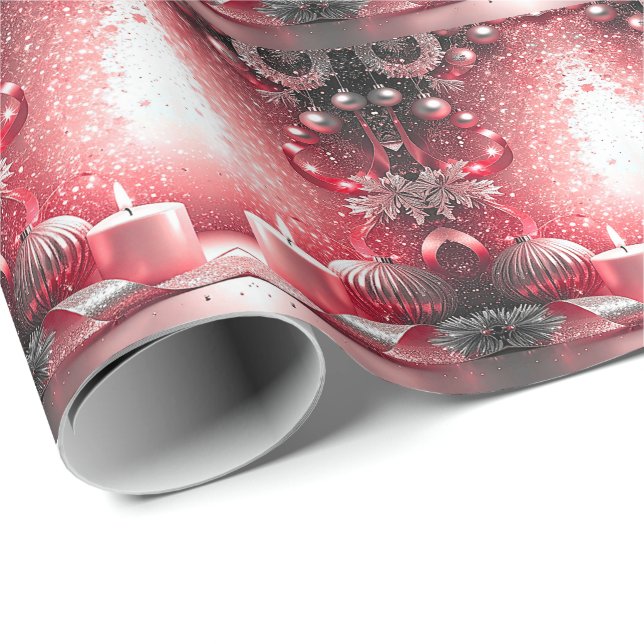 Red Candles Dekoration Weihnachtswrapping Papier Geschenkpapier (Rolleneckpunkt)
