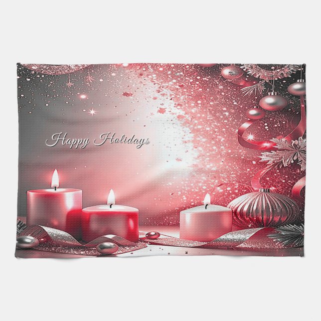 Red Candles Weihnachtsfeiertag Küchentücher (Horizontal)