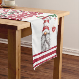 Red Candy Cane Stripe Gnome Kurzer Tischläufer