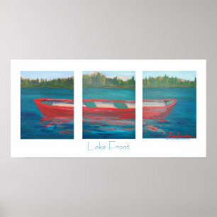 Red Canoe Print Poster