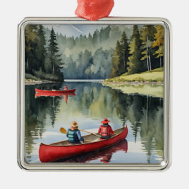 Red Canoe Wilderness Camping Weihnachten Ornament Aus Metall