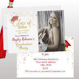 Red Cap Photo Graduation Party Invitation