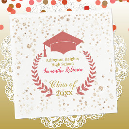 Red Cap und Laurel Graduation Party Napkins Serviette