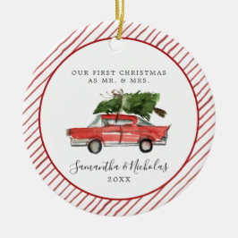 Red Car | Erste Weihnachten als Herr & Mrs. Keramik Ornament