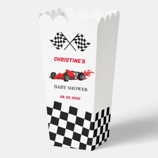 Red Car Race Baby Dusche Geschenkschachtel (Rückseite)