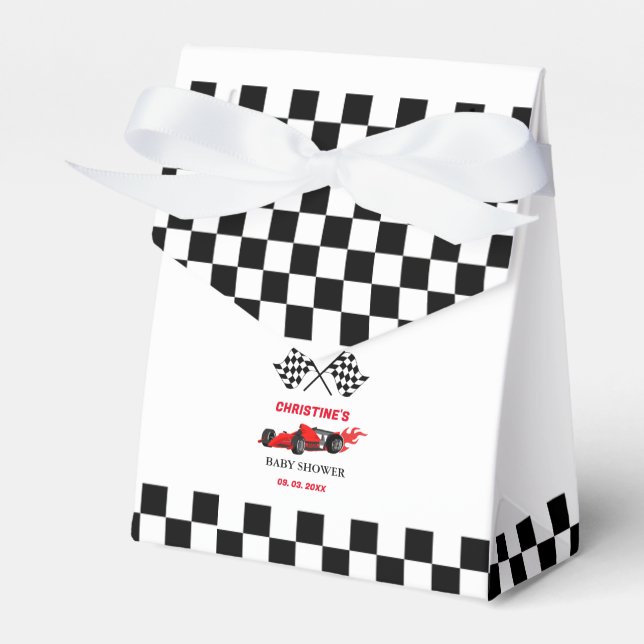 Red Car Race Baby Dusche Geschenkschachtel (Vorderseite)