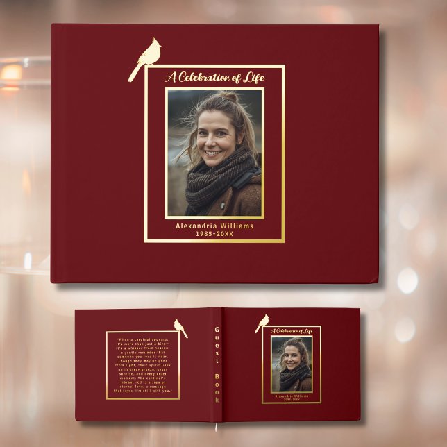 Red Cardinal Bird Real Foil Funeral Livre d'or (Créateur téléchargé)