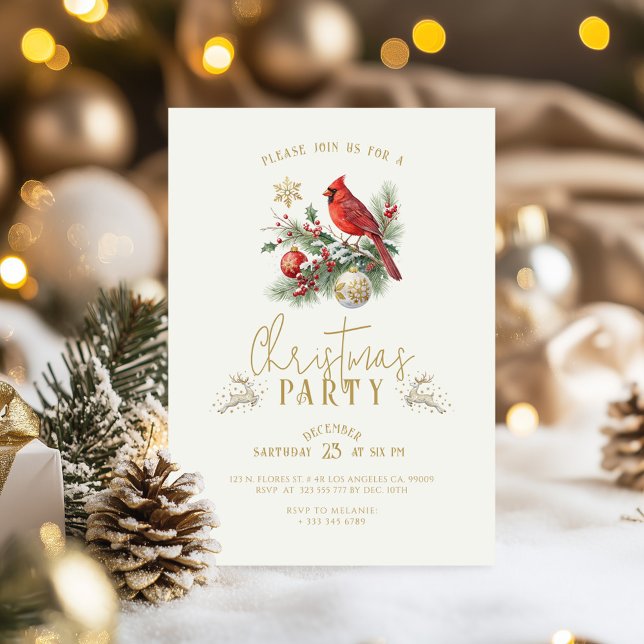 Red Cardinal Christmas Holly Bouquet Party Invite Einladung (Von Creator hochgeladen)