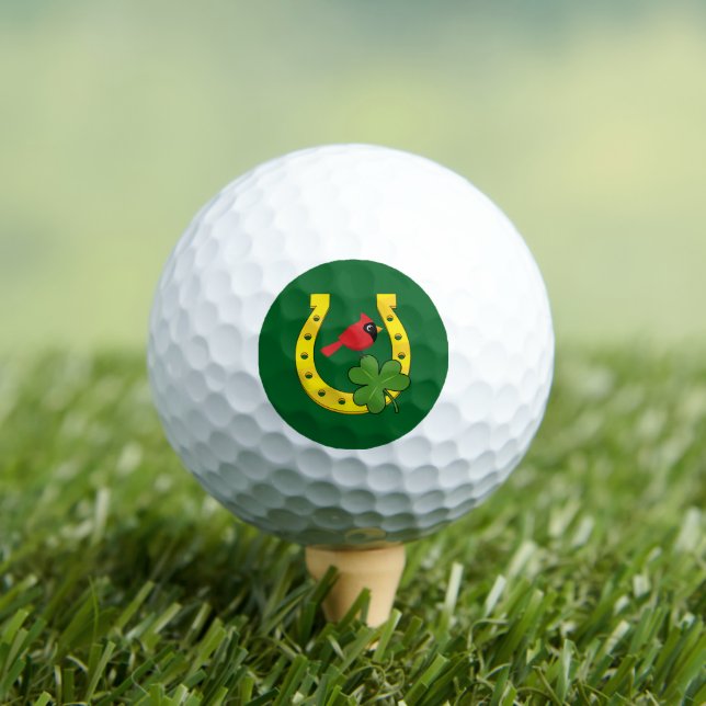 Red Cardinal in Golden Horseshoe with Shamrock Golfball (Insitu T-Shirt)