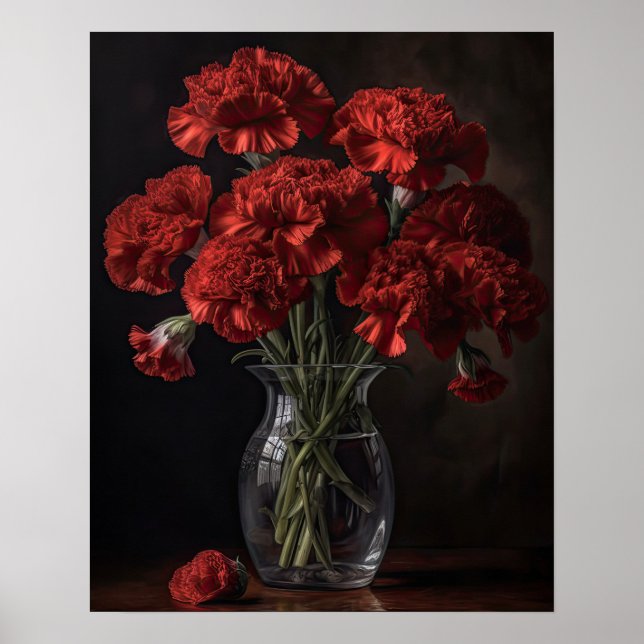 Red Carnation Blumen Art Print Poster (Vorne)