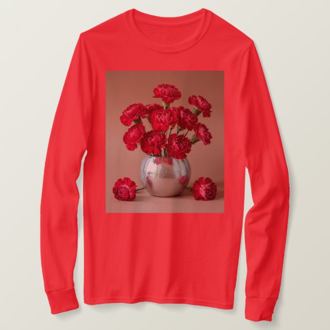 Red Carnation Bouquet Long Sleeve T-Shirt (Design vorne)