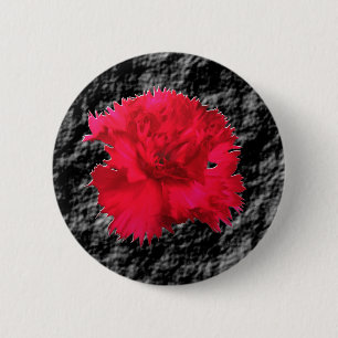 Red Carnation Floral Fantasy Button