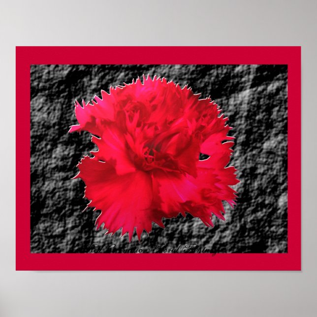Red Carnation Floral Fantasy Print Poster (Vorne)