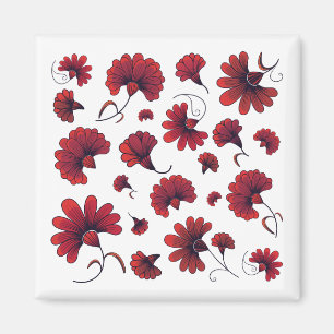 Red Carnation Vector Pattern Blume Magnet