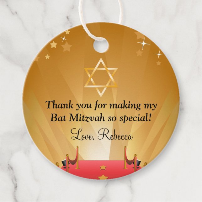 Red Carpet Hollywood Star Bat Mitzvah Vielen Dank Geschenkanhänger (Vorderseite)