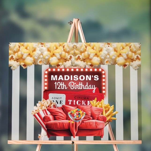 Red Carpet Movie Night Custom Willkommen Geburtsta Acrylschild (Neutral)