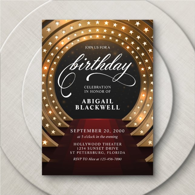 Red Carpet VIP Hollywood Birthday Einladung (Von Creator hochgeladen)