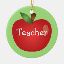 Red Cartoon Apple auf Grün mit Textlehrer
