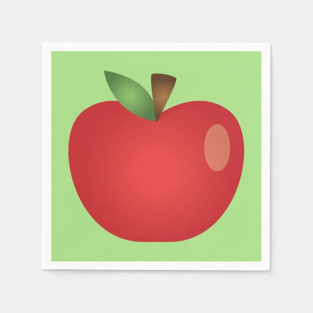 Red Cartoon Apple on Green Serviette (Vorderseite)