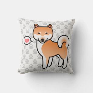 Red Cartoon Shiba Inu Liebe Kissen