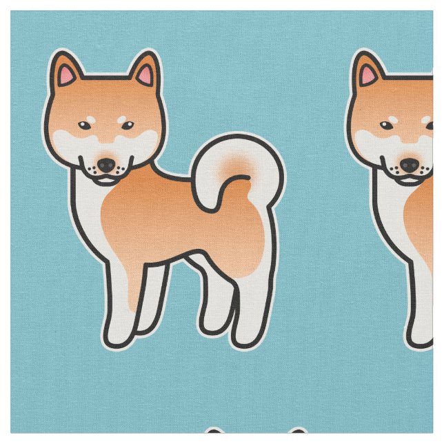 Red Cartoon Shiba Inu Pattern Stoff (Nahaufnahme)