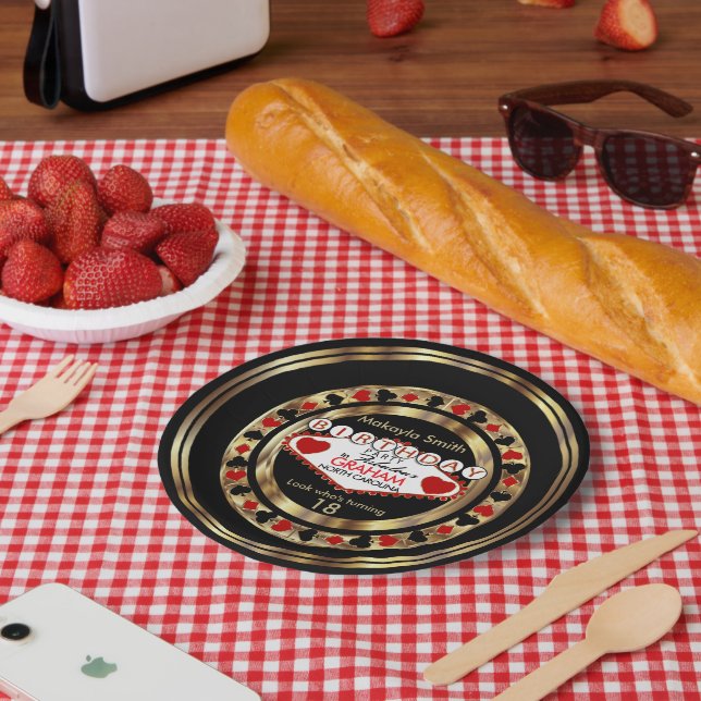 Red Casino Poker Chip Geburtstagsparty Pappteller (Picknick)