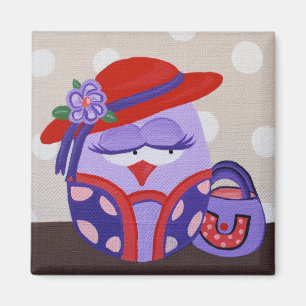 Red Casquette Owl Magnet