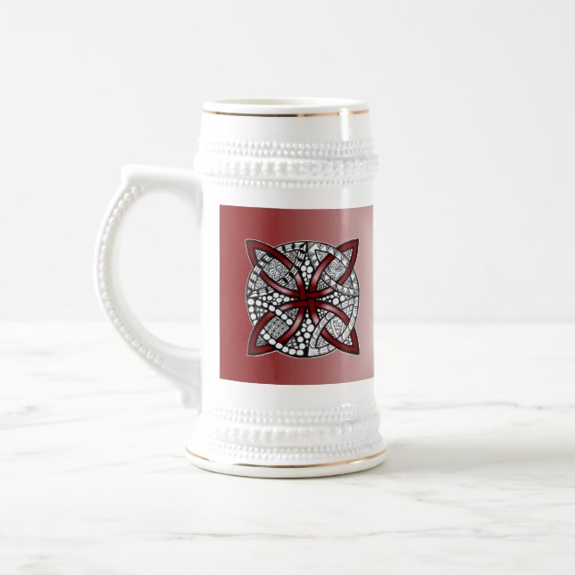 Red Celtic Art Bierglas (Links)