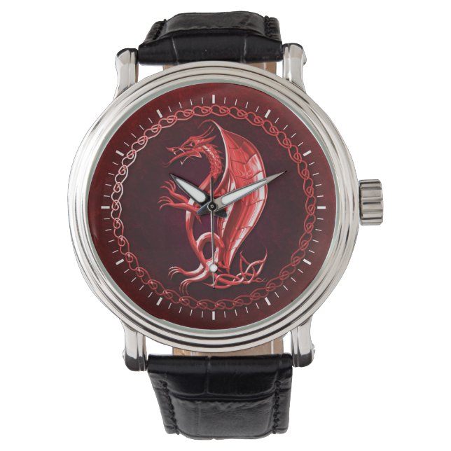 Red Celtic Dragon Armbanduhr (Vorderseite)