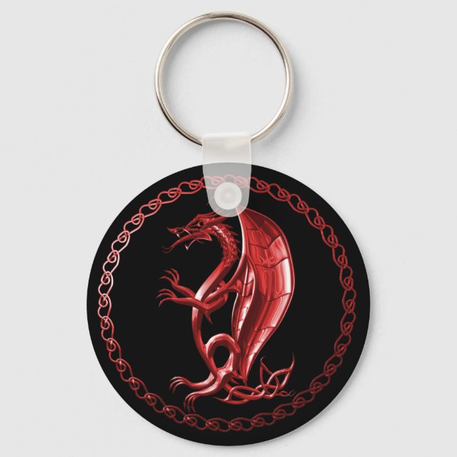 Red Celtic Dragon Schlüsselanhänger (Vorderseite)