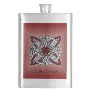Red Celtic Knot Doodle Flachmann
